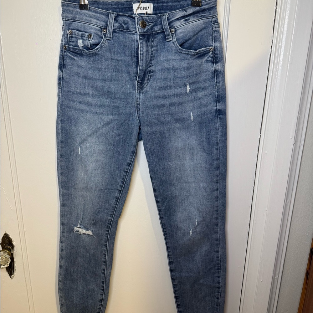 Pistola Blue Skinny Jeans with Distressed Details